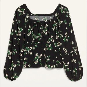 Floral Print Square Neck Blouse